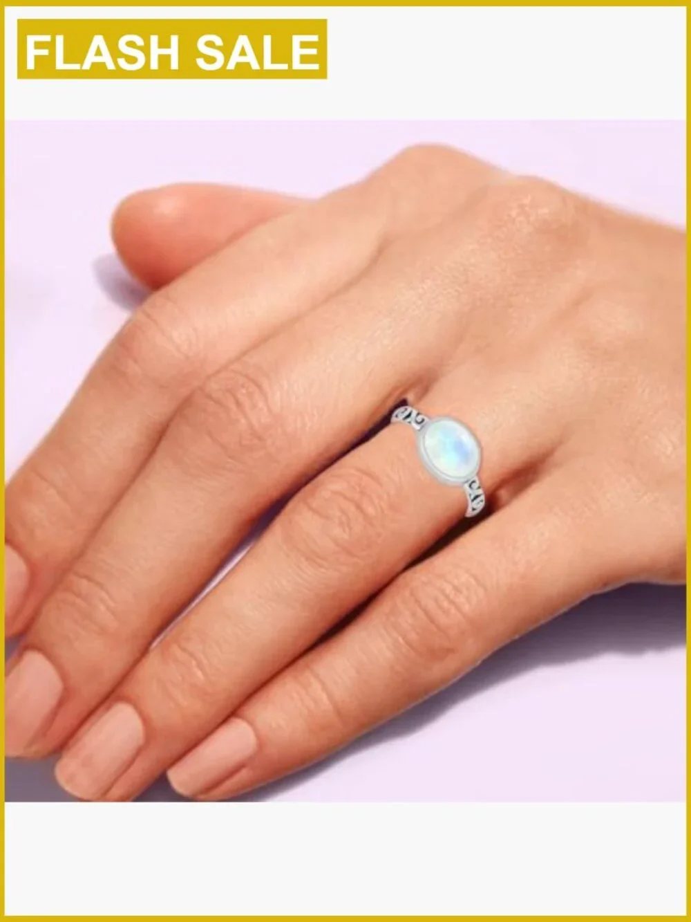 Oval Moonstone Statement Ring - 925 Silver Plated Handmade Jewelry Gift for